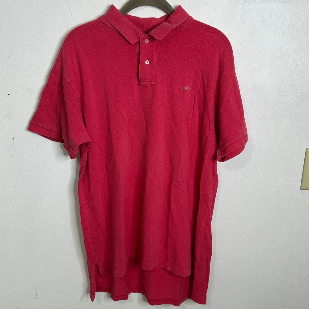 Polo Jeans Co Ralph Lauren Mens Pink Pique Cotton Short Sleeve Polo Shirt Large